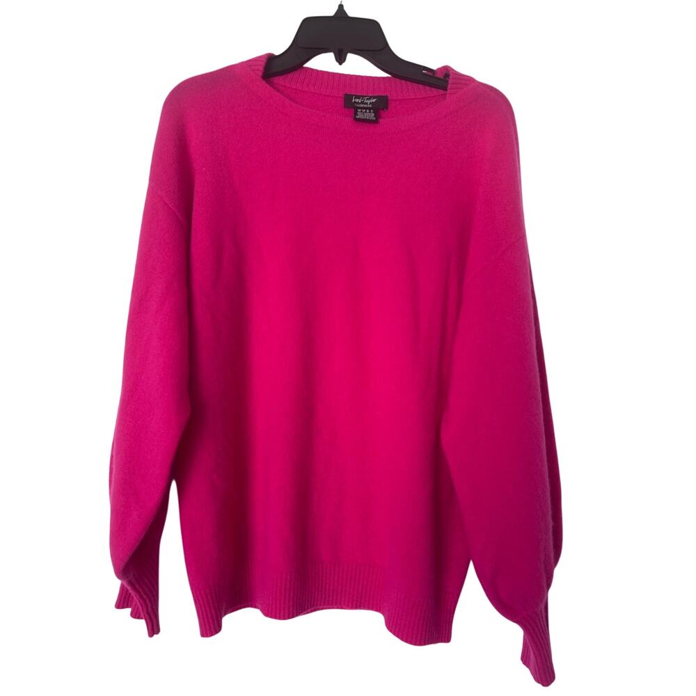 Lord & Taylor Cashmere Fuchsia Crewneck Sweater Size M